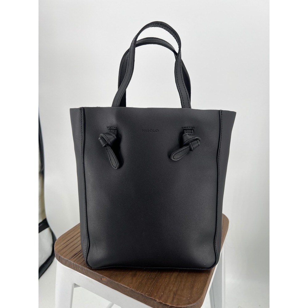 Nisolo Simone Shopper Tote in Black Leather Minimalist NWT